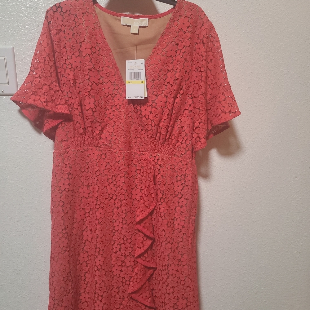 Michael Kors Dress Womens M Lace Ruffle Tiered Flutter Sleeve - Picture 3 of 5